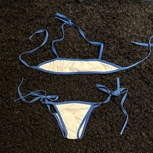 Blue and White Bikini Set